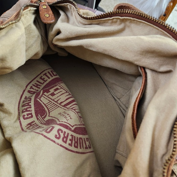 Rawlings Tan Canvas Brown Leather Duffle Bag Weekender The Finest In The Field - Picture 11 of 13